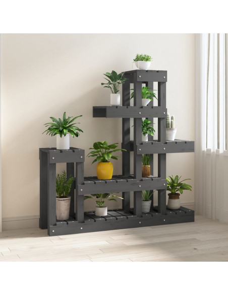 Supporto per Piante Grigio 92x25x97 cm Legno Massello di Pino