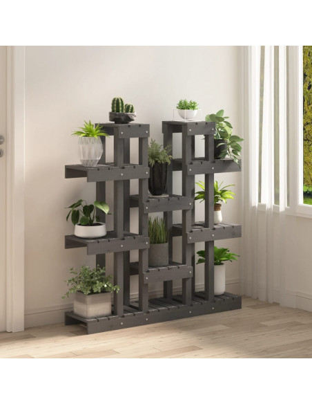 Supporto per Piante Grigio 104,5x25x109,5cm Legno Massello Pino
