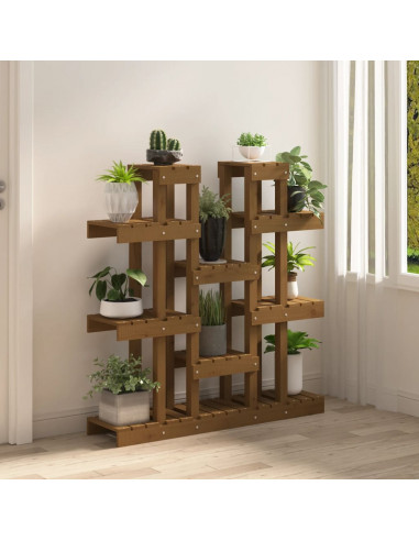 Supporto Piante Miele 104,5x25x109,5 cm Legno Massello di Pino