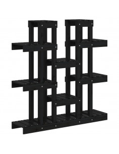 Supporto per Piante Nero 104,5x25x109,5 cm Legno Massello Pino 2
