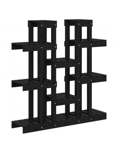 Supporto per Piante Nero 104,5x25x109,5 cm Legno Massello Pino