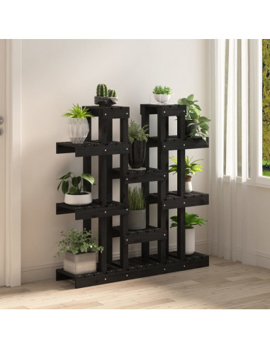 Supporto per Piante Nero 104,5x25x109,5 cm Legno Massello Pino