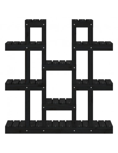 Supporto per Piante Nero 104,5x25x109,5 cm Legno Massello Pino