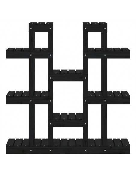 Supporto per Piante Nero 104,5x25x109,5 cm Legno Massello Pino