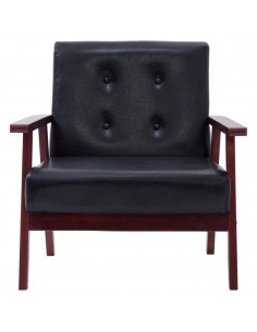Set di Divani 3 pz Nero in Similpelle