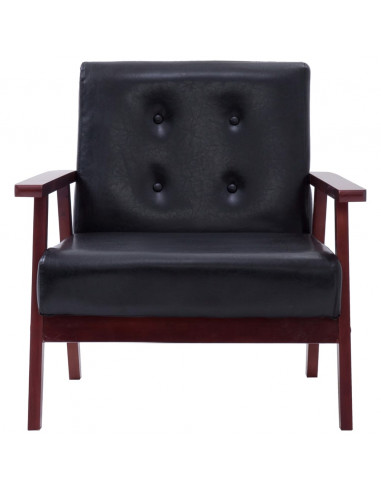 Set di Divani 3 pz Nero in Similpelle