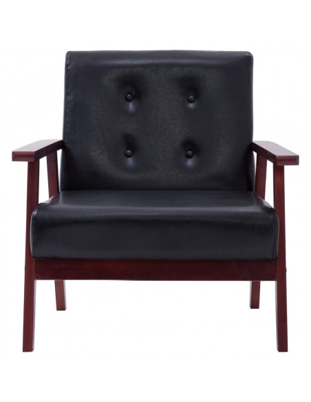 Set di Divani 3 pz Nero in Similpelle