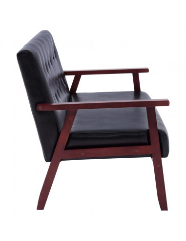 Set di Divani 3 pz Nero in Similpelle