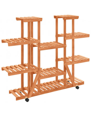 Portafiori con Ruote 110x25x115 cm in Legno Massello di Abete