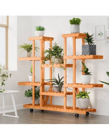 Portafiori con Ruote 110x25x115 cm in Legno Massello di Abete