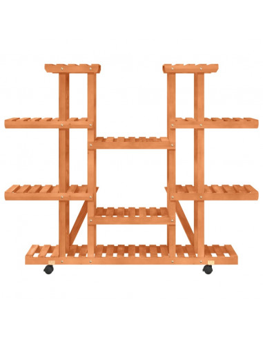 Portafiori con Ruote 110x25x115 cm in Legno Massello di Abete