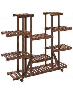 Portafiori con Ruote 110x25x115 cm in Legno Massello di Abete 2