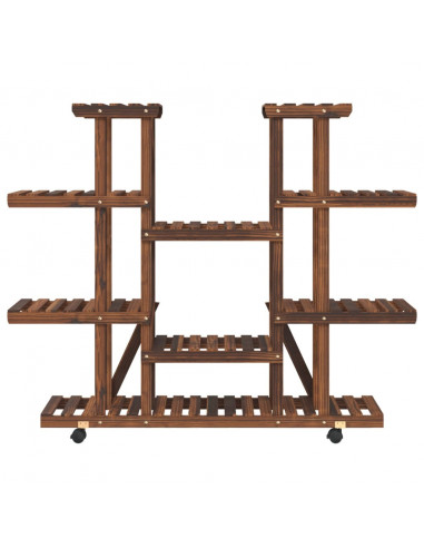 Portafiori con Ruote 110x25x115 cm in Legno Massello di Abete