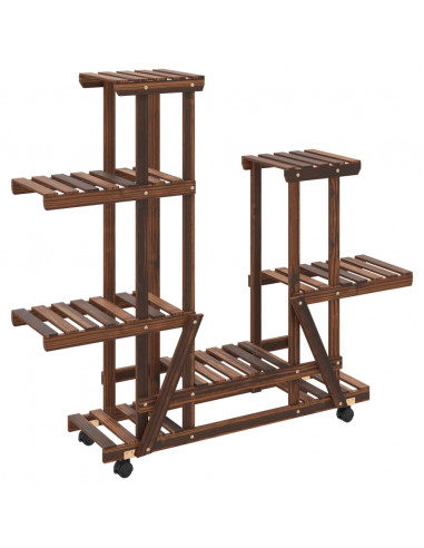 Portafiori con Ruote 95x25x101 cm in Legno Massello di Abete