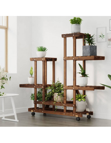 Portafiori con Ruote 95x25x101 cm in Legno Massello di Abete