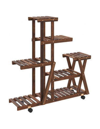 Portafiori con Ruote 95x25x101 cm in Legno Massello di Abete