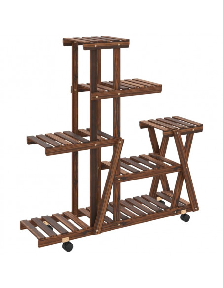 Portafiori con Ruote 95x25x101 cm in Legno Massello di Abete