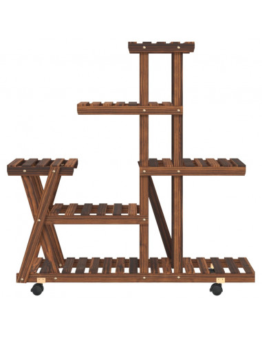 Portafiori con Ruote 95x25x101 cm in Legno Massello di Abete