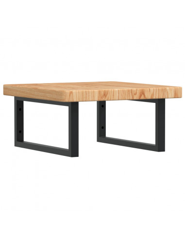 Ripiano a Parete per Lavabo in Acciaio e Massello di Rovere