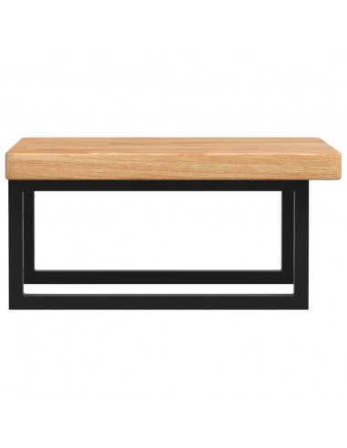 Ripiano a Parete per Lavabo in Acciaio e Massello di Rovere