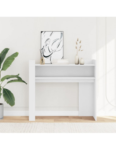 Tavolino Consolle Bianco 100x35x90 cm in Legno Multistrato