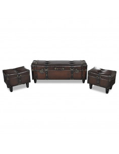 Cassapanca Set 3 pz Marrone 2