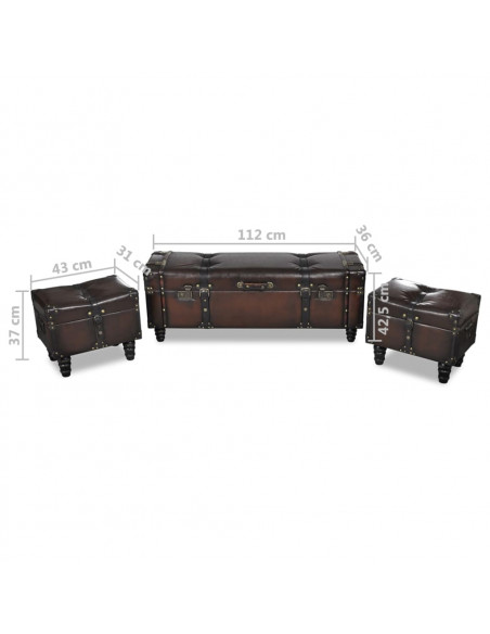 Cassapanca Set 3 pz Marrone
