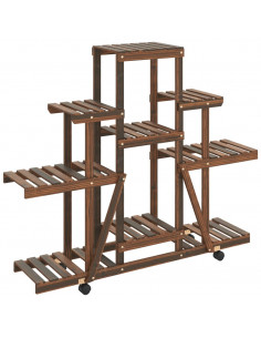 Portafiori con Ruote 110x25x101 cm in Legno Massello di Abete 2