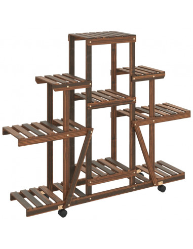 Portafiori con Ruote 110x25x101 cm in Legno Massello di Abete