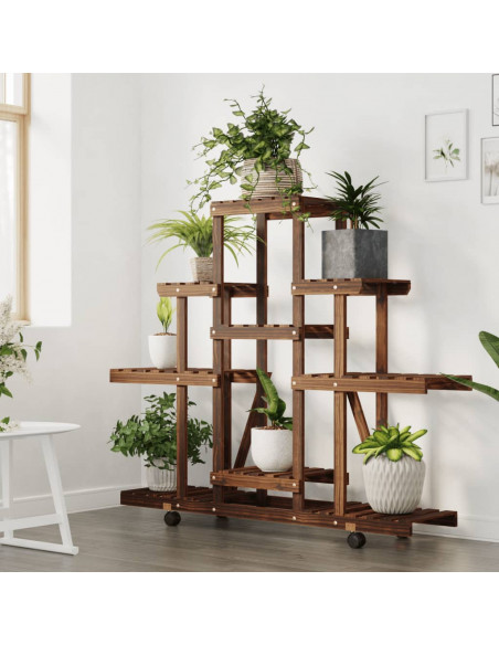 Portafiori con Ruote 110x25x101 cm in Legno Massello di Abete