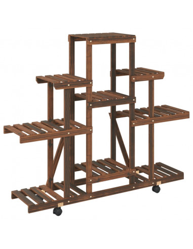 Portafiori con Ruote 110x25x101 cm in Legno Massello di Abete