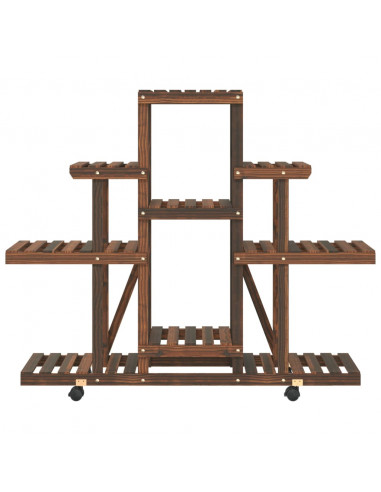 Portafiori con Ruote 110x25x101 cm in Legno Massello di Abete