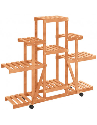 Portafiori con Ruote 110x25x101 cm in Legno Massello di Abete