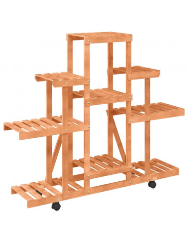 Portafiori con Ruote 110x25x101 cm in Legno Massello di Abete