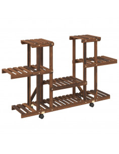 Portafiori con Ruote 110x25x78 cm in Legno Massello di Abete 2