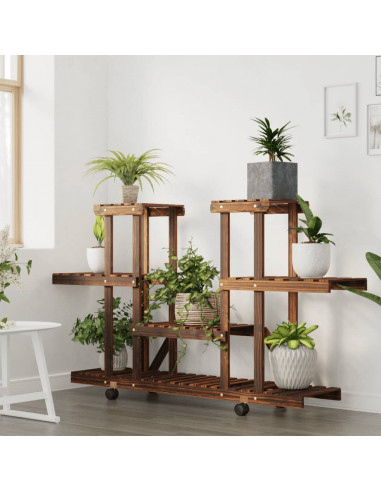 Portafiori con Ruote 110x25x78 cm in Legno Massello di Abete