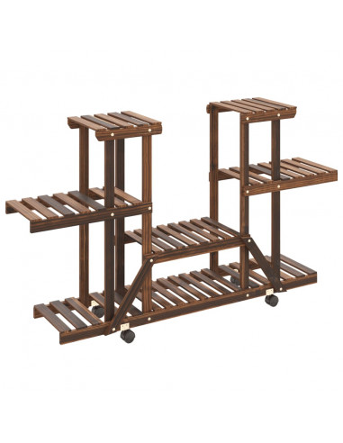 Portafiori con Ruote 110x25x78 cm in Legno Massello di Abete