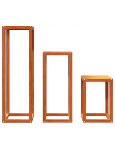 Supporti per Piante 3 pz Marrone Cera in Legno Massello di Pino