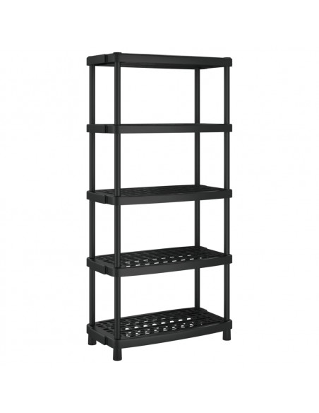 Scaffale a 5 Ripiani Nero 93,5x45,5x194,5 cm in PP