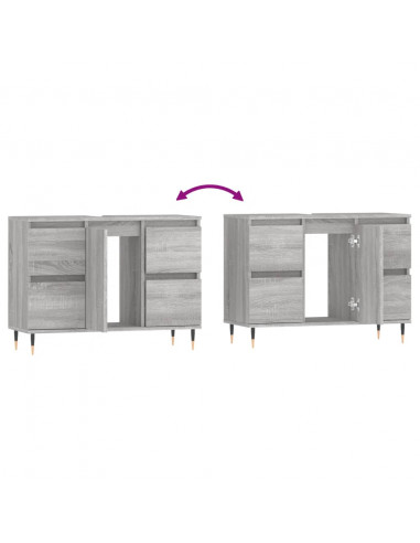 Mobile da Bagno Grigio Sonoma 80x33x60 cm in Legno Multistrato