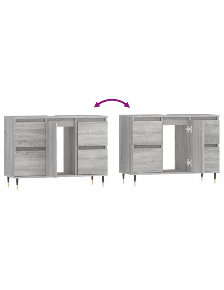 Mobile da Bagno Grigio Sonoma 80x33x60 cm in Legno Multistrato