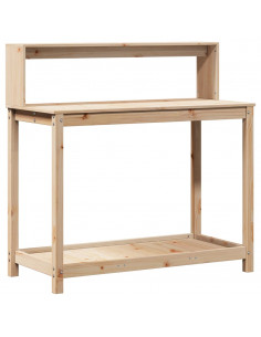 Tavolo Invaso con Ripiani 108x50x109,5 cm Legno Massello Pino 2