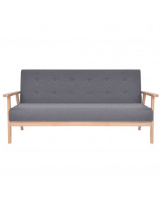 Set di Divani 3 pz in Tessuto Grigio Scuro