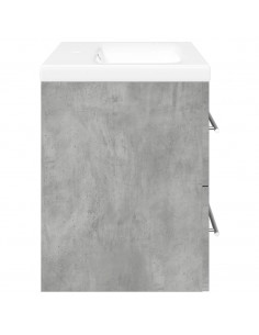 Set Mobili da Bagno 2 pz Grigio Cemento in Legno Multistrato