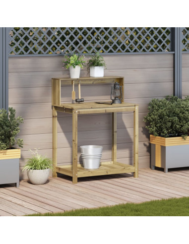 Tavolo Invaso con Ripiani 82,5x50x109,5cm Legno Impregnato Pino