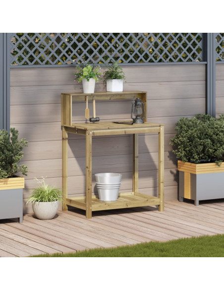Tavolo Invaso con Ripiani 82,5x50x109,5cm Legno Impregnato Pino
