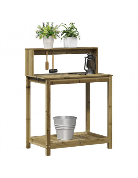 Tavolo Invaso con Ripiani 82,5x50x109,5cm Legno Impregnato Pino