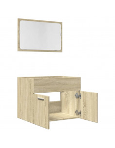 Set Mobili da Bagno 2 pz Rovere Sonoma in Legno Multistrato