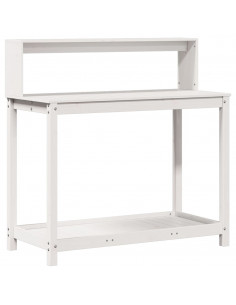 Tavolo Invaso con Ripiani Bianco 108x50x109,5 cm Massello Pino 2