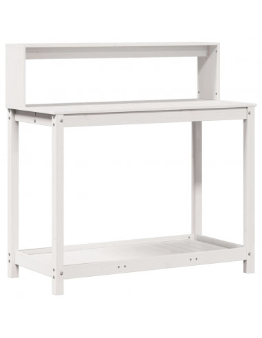 Tavolo Invaso con Ripiani Bianco 108x50x109,5 cm Massello Pino